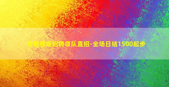 合肥夜场招聘领队直招-全场日结1500起步